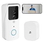 Evoloo Wireless WiFi Video Doorbell Camera with Chime,1080 HD Smart Video Door Bells with Camera Battery Powered,PIR Motion Detection,2-Way Audio,Night Vision, Support SD Card