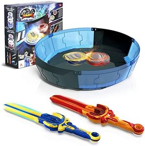 Infinity Nado Stadium - Battling Tops Burst Toy for Boys Grils Age 8-12 - Including Beystadium, 2 Gaming Top Toys, 2 Sword Launcher - Sapphire Blue and Flame Red