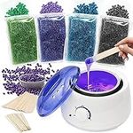 Waxing Kits Wax Full Kit, Wax Warmer Hair Removal Kit with 4 * 100g Waxing Beads & 30 Waxing Sticks, for Bikini/Eyebrows/Face Wax Kit Home Waxing Kit for Women/Men