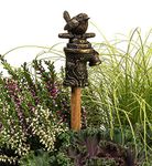 Cane Companions Wren On Tap Stake Topper - Handmade Flower Pot Garden Ornament - Outdoor Figurine