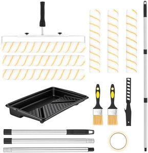 Paint Roller Kit, Rocfinity Paint Roller with 6ft Extension Pole,12"18" Painting Supplies for Walls & Ceilings,Paint Brushes for Home Interior Outside,Long Roller with Tray & Painters Tape