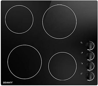 Devanti Ceramic Cooktop, 4 Burners Zones Portable Cooktops Cookware Cooker Super Powerful Electric Stove Hot Plate Home Kitchen Appliances, 6000W 8 Knobs Controls Led Display Black