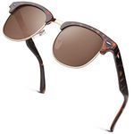 GQUEEN Horn Rimmed Half Frame Polarised Sunglasses Mens Womens UV400 Protection