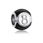 Lucky Pool Payer Magic Number Billiards 8 Ball Charm Bead For Women For Teen .925 Sterling Silver Fits European Bracelet