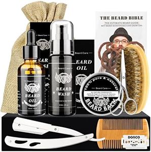 MXTIMWAN | Kit Barba Hombre - 10 en 1 Kit Cuidado Barba Hombre - Kit Barba Profesional Hombres, Tijeras Para Bigote Cuidado Regalos Para Hombre