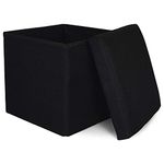 ASUVI Foldable Storage Ottoman Footrest Toy Box Coffee Table Stool Cum Sitting Stool Basket Cubes Organizer Containers with Lid, 11.8x11.8x11.8 inch, (28 X 28 X 28 CM, Black)