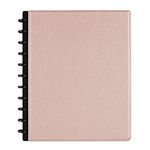 TUL® Discbound Notebook With Pebbled Leather Cover, Letter Size, Narrow Ruled, 60 Sheets, Rose Gold