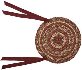 VHC Brands Cider Mill Jute Chair Pad Set of 6, 6 Count (Pack of 1), Red