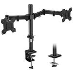 BONTEC Dual Monitor Mount for 13-27 inch LCD LED Screen, Tilt Swivel Rotation Double Arm PC Computer Monitor Desk Mount Bracket up to 8kg, VESA Dimensions: 75x75-100x100mm