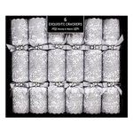 Harvey & Mason 6 Silver Exquisite Glitter Christmas Crackers - Deluxe Premium Design, Xmas Dinner Party Celebration Recyclable