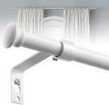 White Curtain Rods for Windows 66 to 120” - 5/8 Inch Heavy Duty Blackout Curtain Rods Set,Adjustable Rustic Drapery Rods with Brackets - Matte