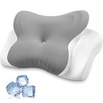 MISSCOZY Side Sleeper Pillow Ergonomic- Orthopedic Pillow for Neck Pain, Cervical Anti Snore Sleep Apnea, Washable Cover Side/Back/Stomach Sleepers，Butterfly Memory Foam(Grey)