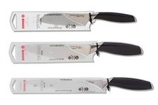 Mundial Titan Series 3 Pieces Knives Set, Black Handle, 5 in. Santoku, 8 in. Utility and 6 in. Chef's