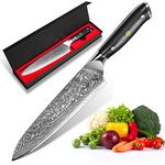 Damascus Knife Kitchen Knife, Damascus Chef's Knife 20.4 cm Blade Made from 67 Layers of Damascus Steel with G10 Handle - Sharp & Balanced