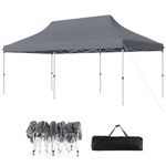 SPOTRAVEL 3m x 6m Pop Up Gazebo, UPF50+ Waterproof Marquee Gazebo Canopy Tent with Carrying Bag, Outdoor 3-Level Height Adjustable Party Tent Shelter for Garden Patio Beach (without Sides, Grey)