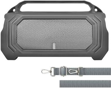 Silicone Protective Case for JBL Charge 5 with Shoulder Strap and Top Handle- Waterproof, Durable Cover for JBL Charge 5 Portable Bluetooth Speaker, Accessory for Outdoor Use (Grey)