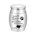 Mini Small Cat Urn for Ashes 1.57 Inches Tiny Cremation Urn for Pet Ashes Mini Cat Paw Keepsake Urns Stainless Steel Small Ashes Urns Mini Small Urn for Cat Ashes Holder