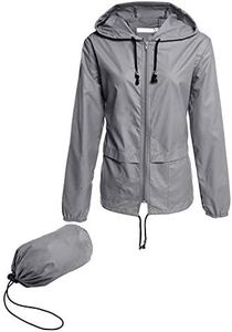 Avoogue Raincoat for Women Lightweight Waterproof Travel Rain Jackets Packable Outdoor Hooded Windbreaker Rain Poncho(Grey M)