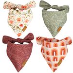 Remy+Roo Dog Bandanas - 4 Pack | Rubi Set | Premium Durable Fabric | Unique Shape | Adjustable Fit | Multiple Sizes Offered | (Large)