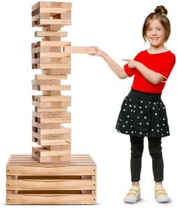 SWOOC Games - Giant Tower Game | 60 Large Blocks | Storage Crate/Outdoor Game Table | Starts Over 2.5ft Big | Max Height of 5ft | Genuine Jumbo Toppling Yard Games | Jumbo Backyard Set