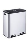 The Step N' Sort 18.5 Gallon Extra Large Capacity, Soft-Step, Dual Trash and Recycling Bin with Removable Inner Bins. Silver