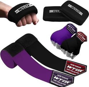 WYOX Gel Boxing Hand Wraps Pair of 2 | Inner Gloves for Men Women – Elasticated Padded Long Wrist Straps Muay Thai MMA, Kickboxing, BJJ Combat Sports Training (2, Purple/Black, 4.5 Meter)