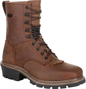 Rocky Square Toe Logger Waterproof Work Boot, Dark Brown, 10