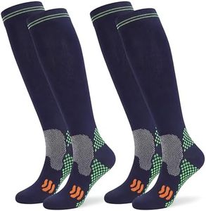 Compression Socks (20-30mmHg) for Men & Women – Best Compression Socks for All Day Wear, Better Blood Flow, Swelling! (L/XL, Navy Blue)