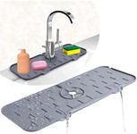 YOKONICO Faucet Sink Splash Guard Mats, 37 x 14 cm Silicone Faucet Handle Drip Catcher Tray Sink Mat for Kitchen Bathroom, Drip Protector Splash Countertop