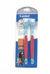 Triple Headed Toothbrush for Dogs, Cats, 2-Piece Set, Teeth Cleaning, Fresh Breath, (Pink, One Size)