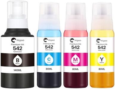 Hiipoo 542 Pigment Ink Refill Bottle ET-5850 ET-5880 ET-5170 ET-16600 ET-16650 ST-C8000 Printers Replacement for Epson 542 Ink Refill Bottles for EcoTank ET-5850 ET-5880 (4 Pack)