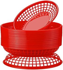 GothaBach 24 Pack Fast Food Baskets, Plastic Fast Food Restaurant Baskets, Bread Fry Baskets Serving Tray for Hot Dogs, Chicken, Burgers, Sandwiches, Fries(Red)