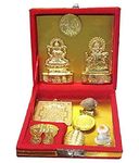 Shri Kuber Dhan Laxmi Varsha Yantra statue wealth pooja kit coin charan diwali Square Diwali pooja Colour Gold Material Metal