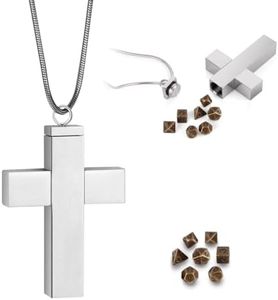 Famard Unique DND Dice Set with Cross Necklace Case, Mini 6mm Metal Polyhedral D&D Dice Set Perfect for Dungeons and Dragons Gifts, Tabletop RPG and Board Games (Bronze)