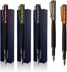 Ancolo Custom Fountain Pens-Luxury Refillable Pens- 5 Pens 10 extra Black Ink Cartridges, Engraved Personnal Name/Slogan/Phone Number, Perfect for Bank, Office, any occations