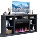 CUOZOVA Electric Fireplace TV Stand Insert Entertainment Center Console Table with with Adjustable Storage Cabinets Freestanding Fireplaces for 65" TV Protection Fireplace Heater & Remote Control