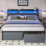 SUNLEI Queen Bed Frame with Led Lig