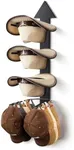 Hat Organizer for 10 Baseball Caps and 3 Cowboy Hat Cowboy Hat Rack for Wall with Solid Wood Arrow Holder Cowgirl Hat Hanger Closet Storage and Organizer Black