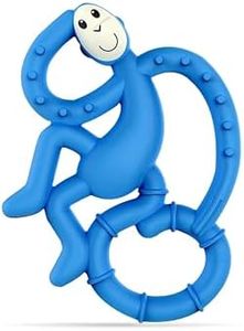 Matchstick Monkey, Antimicrobial Silicone Teether, Easy To Grip, BPA Free, 3 Months Old+, 10 cm, Blue Mini Monkey
