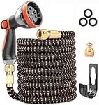 Expandable Garden Hose, Upgraded 3-Layer Latex Hose Pipe, 3/4"&1/2" Metal Connectors, Durable 3450D Weave, No-Kink Flexible Water Hose, 10 Function Spray (50ft/15m)