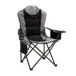 SunnyFeel Camping Chair with Armrest, Side Pouch & Cooler, Oversized Padded Backpacking Chair with Cup Holder & Storage Bag, Outdoor Portable Hiking & Lawn Chairs for Adults(Grey)