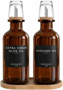 Amber Glass Olive Oil Dispenser Bottle for Kitchen by Brighter Barns - Coffee Syrup Bottles, Oil Dispenser for Kitchen - Modern Organic Home Decor for Restaurants, Hotel, Coffee Station, Cafe (Amber)