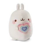 NICI Cuddly Toy Molang with a Rainbow Heart 12 cm I Lovable Social Media & TV Star to Cuddle, Play & Love – 48223