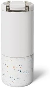 BrüMate Strova 18oz 100% Leakproof Insulated Coffee Mug | Ceramic-Lined Interior | Built-In Silicone Sleeve for Travel | Locking Flip Lid (Terrazzo)