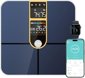 Healthkeep Pèse Personne Balance Connectée Bluetooth Avec 2 Écrans VA et Technologie de Revêtement ITO, 16 Données Corporelle avec Fréquence Cardiaque APP pour Andriod et iOS 180kg/400lb, Doré