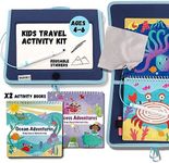 Totebook Kids Travel Educational Activity Book with Washable Markers - Car and Airplane Activities, Learning Toys for Toddlers- Reusable Stickers for Ages 4, 5, 6 (Ocean & Extra Princess Book)