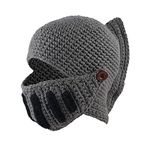 Roman Knight Helmet Winter Warm Hat Visor Crochet Knit Beanie Hat Mask Set Handmade Winter Knit Beanie Hat Winter Roman Knight Knit Hat Earflap Ski Hat Winter Knitted Hat Gladiator Mask Cap Adult Kids