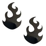 Neva Nude Edgy AF Flame Nipztix Pasties Nipple Covers, Medical Grade Adhesive, Waterproof, Sweatproof, Made in USA, Dom Squad Black Wet Vinyl