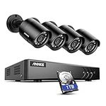 ANNKE 8 Channel Outdoor Security CCTV Camera System with Smart Human & Vehicle Detection, 3K Lite H.265+ DVR with 1TB Hard Drive and 4x 1080P Home Security Cameras, Email & APP Alert with Images-E200