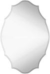 Hamilton Hills 24" x 36" Modern Silver Polished Glass Rectangular Mirror | Elaborate Scallop Wall Mirror Scalloped Edges Vanity for Bedroom, Bathroom and Living-Rooms| Hangs Horizontal and Vertical